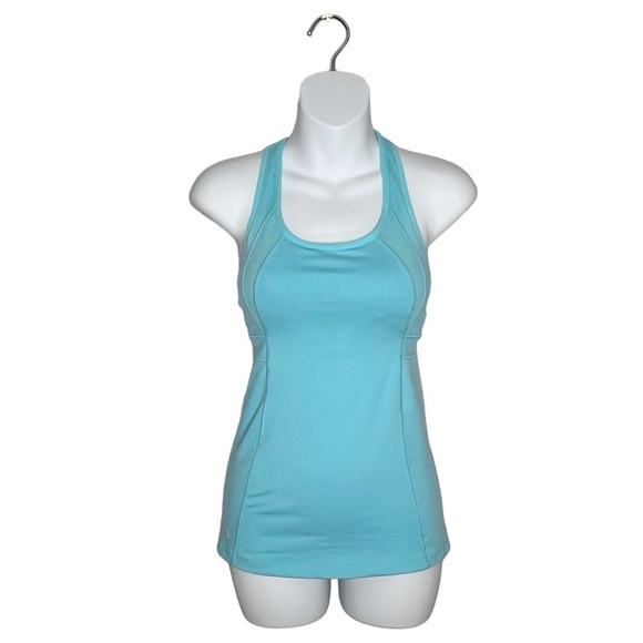 Athleta Stunner Robin Egg Blue T Strap Exercise Tank Top - Picture 1 of 14